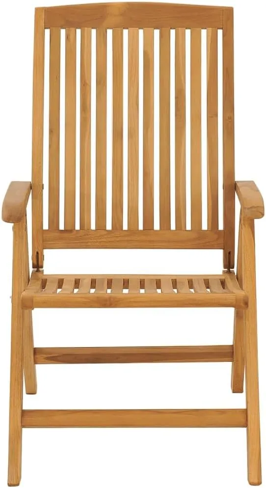 4-Piece Solid Teak Wood Reclining Patio Chairs with Cushions, Adjustable Lounge Chairs Outdoor Furniture Foldable for Poolside Backyard Beach Camping