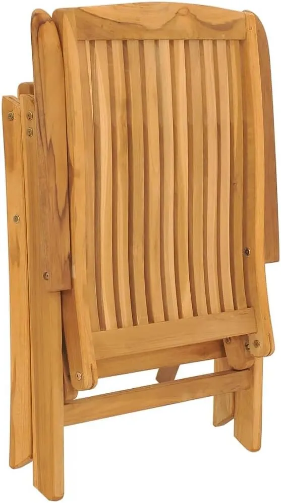 4-Piece Solid Teak Wood Reclining Patio Chairs with Cushions, Adjustable Lounge Chairs Outdoor Furniture Foldable for Poolside Backyard Beach Camping