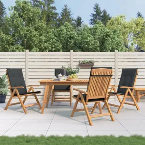 4-Piece Solid Teak Wood Reclining Patio Chairs with Cushions, Adjustable Lounge Chairs Outdoor Furniture Foldable for Poolside Backyard Beach Camping