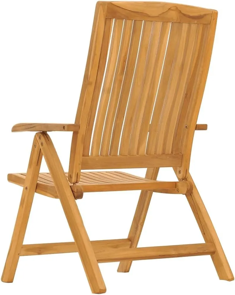 4-Piece Solid Teak Wood Reclining Patio Chairs with Cushions, Adjustable Lounge Chairs Outdoor Furniture Foldable for Poolside Backyard Beach Camping