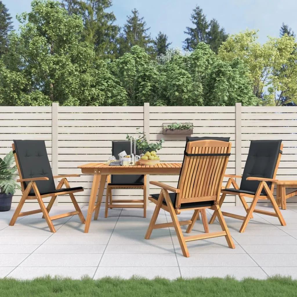 4-Piece Solid Teak Wood Reclining Patio Chairs with Cushions, Adjustable Lounge Chairs Outdoor Furniture Foldable for Poolside Backyard Beach Camping