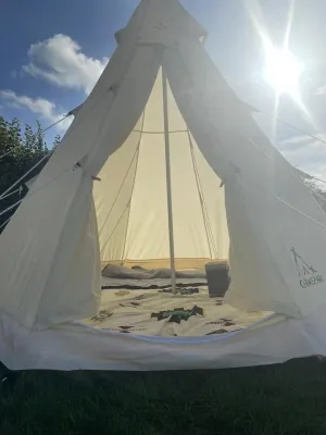4 Season Outdoor Tipi Tent with Aluminum Pole and Adjustable Vents,Waterproof Camping House for Garden Party,Easy Assembly,White