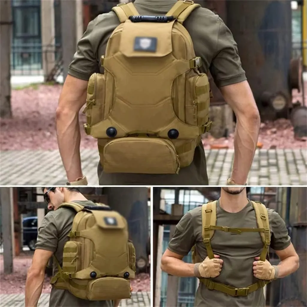 40L Backpack Three-in- Multifunctional Backpack Cycling Mountaineering Bag Travel Hiking Bag(Black-soul Eater1)