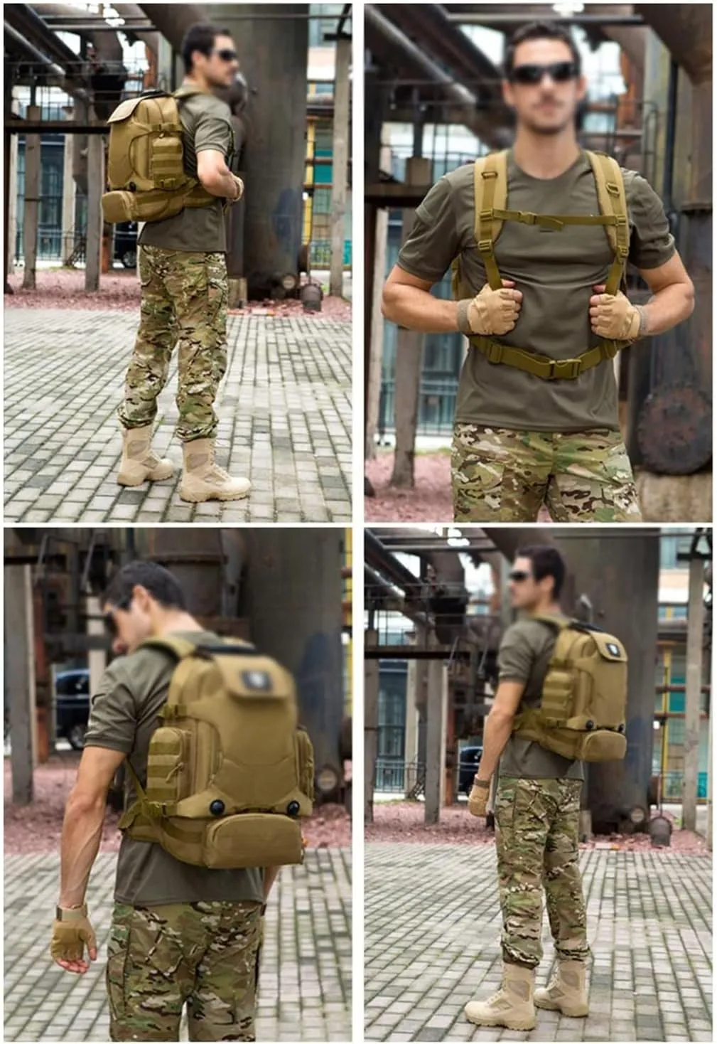 40L Backpack Three-in- Multifunctional Backpack Cycling Mountaineering Bag Travel Hiking Bag(Black-soul Eater1)