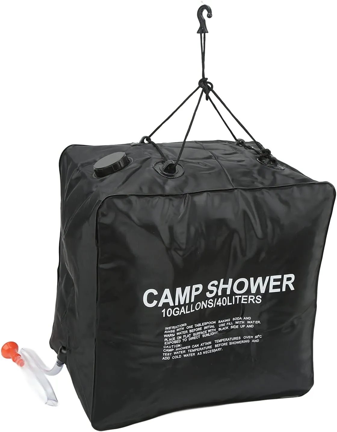40L Camp Shower Bag, Solar Camp Shower Bag with Sprayer, PVC Rubber Plastic Cloth Texture UV Proof Coating Shower Water Bag for Outdoor