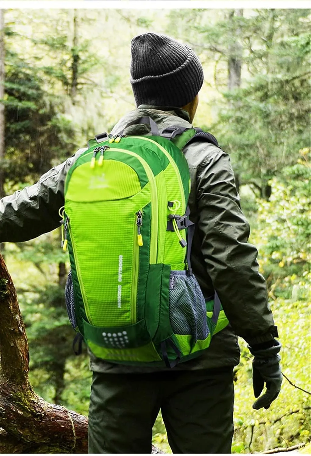 40L Camping Backpack Travel Hiking Backpack Outdoor Bag with Rain Cover(Black)