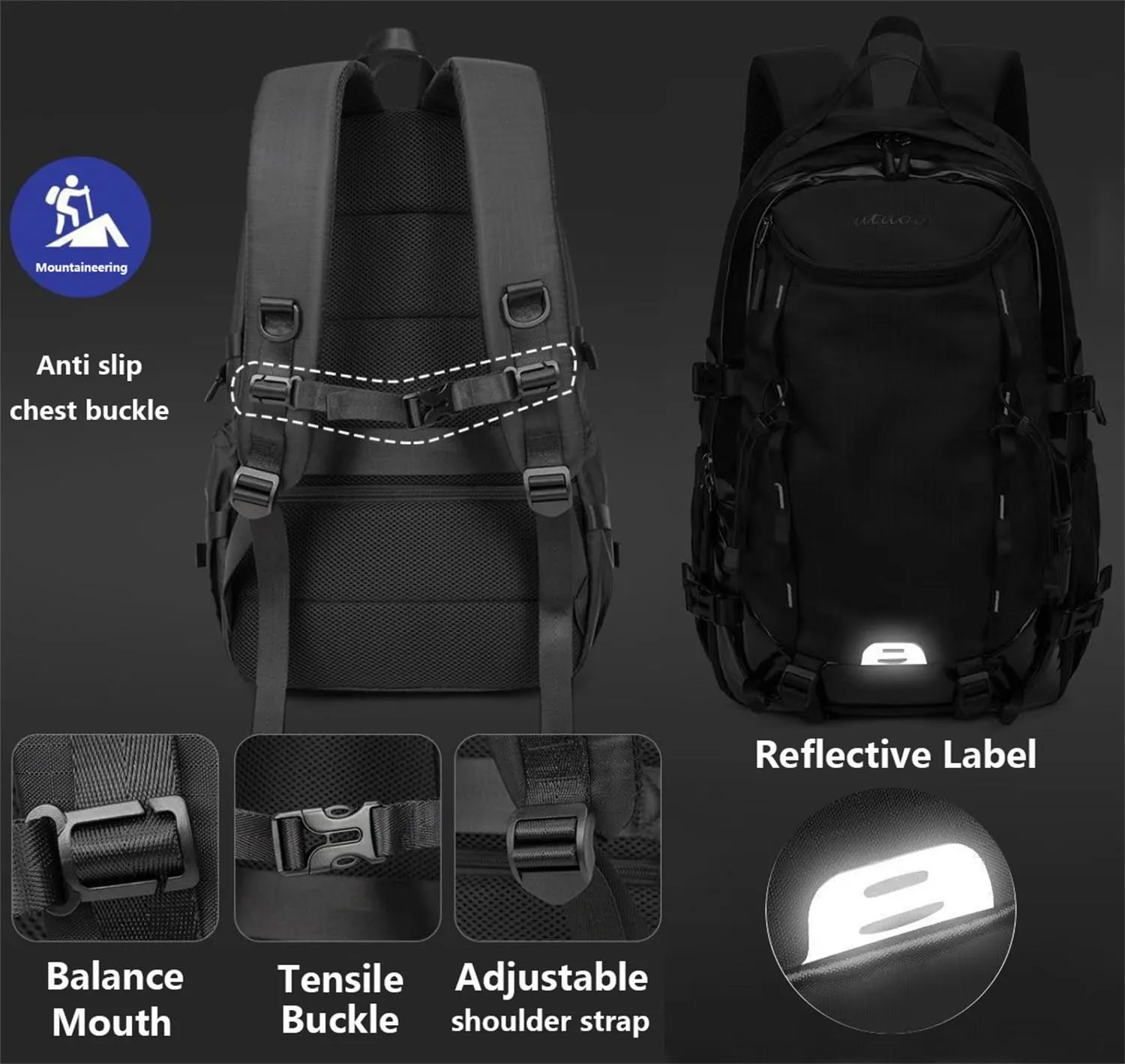 40L Waterproof Lightweight Hiking,camping,travel Backpack for Men/Women (Grey,40L)