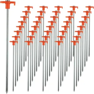 40PCS 10 Inch Heavy Duty Tent Stakes, Metal Tent Pegs, Galvanized Non-Rust Tent Stakes for Outdoor Camping, Garden, Canopies, Grassland