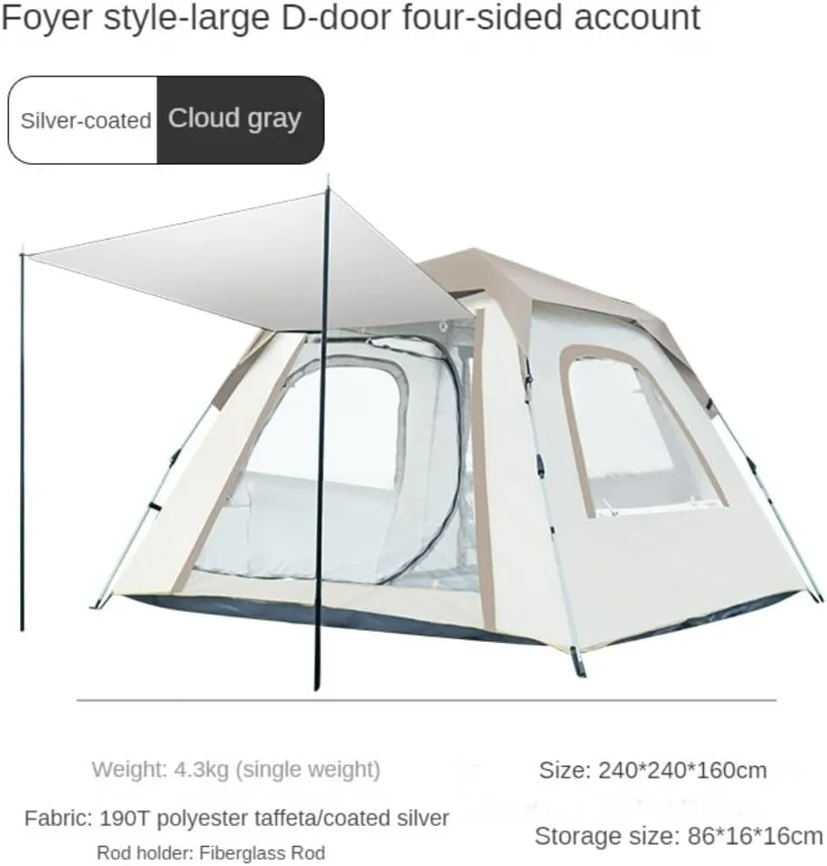 4/5/6person Outdoor Camping Tent, Large D-Door Automatic Tent, Easy to Set up Tent, Waterproof, Spacious, Lightweight and Portable Tent, Suitable for Outdoor Hiking Trips