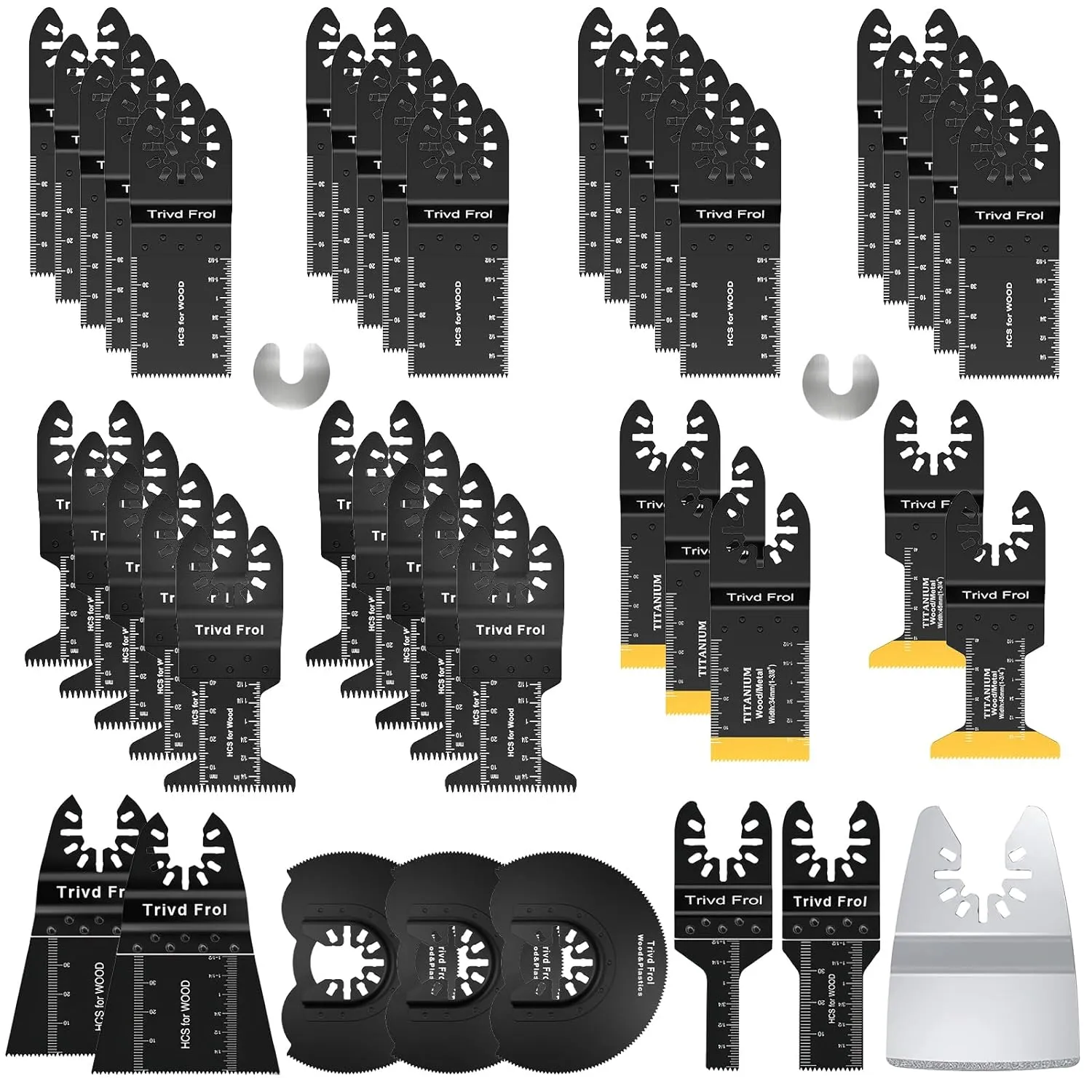 45PCS Oscillating Saw Blades, Professional Multitool Blades for Wood Nails Metal Plastics, Quick Release Multi Tool Blades Kits Fit Dewalt Milwaukee Ryobi Bosch Fein Porter Genesis