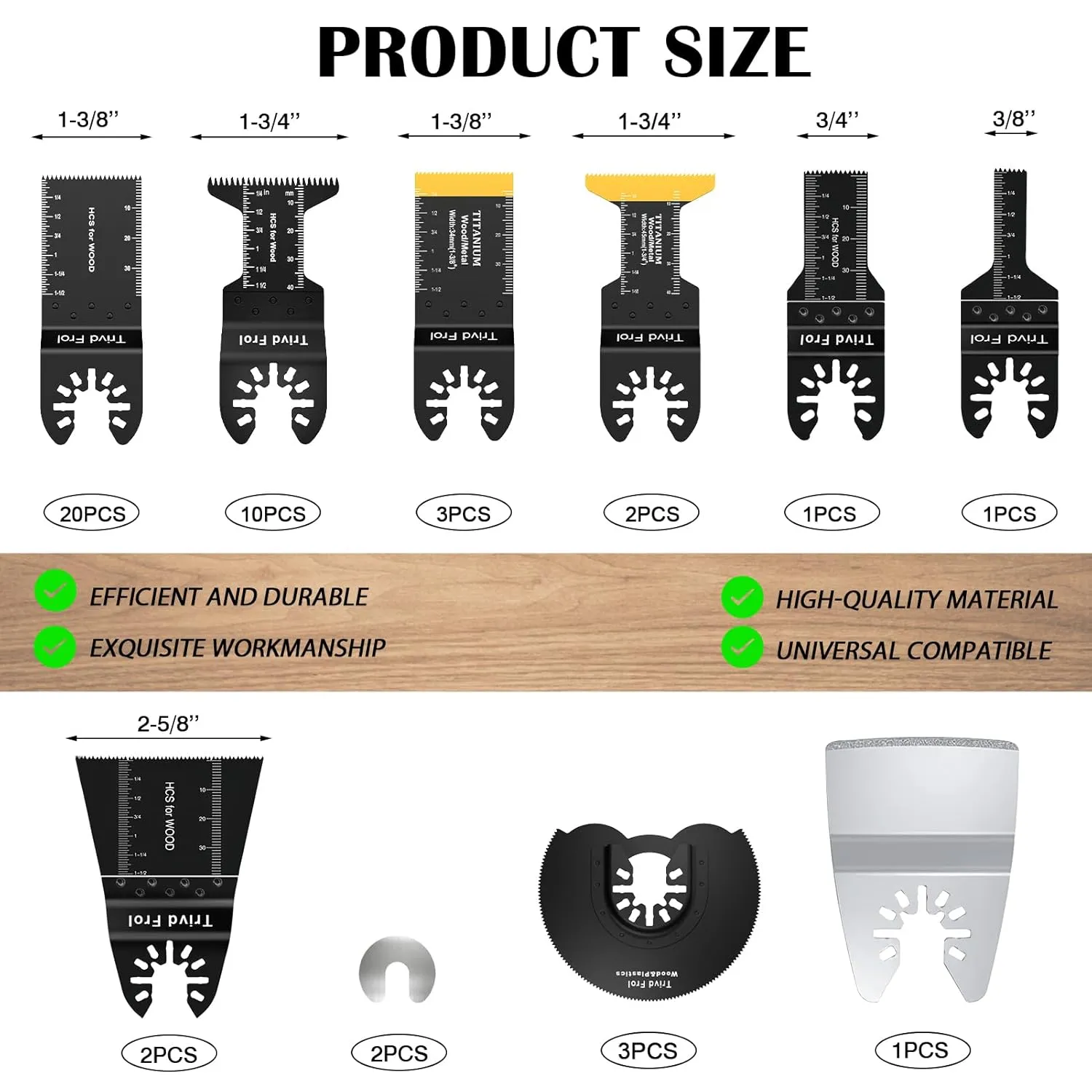 45PCS Oscillating Saw Blades, Professional Multitool Blades for Wood Nails Metal Plastics, Quick Release Multi Tool Blades Kits Fit Dewalt Milwaukee Ryobi Bosch Fein Porter Genesis