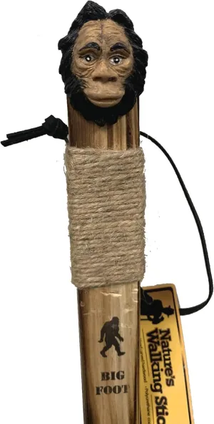 45" Bigfoot Trekking Pole Nature's Walking Stick Hand Carved Sasquatch Lightweight