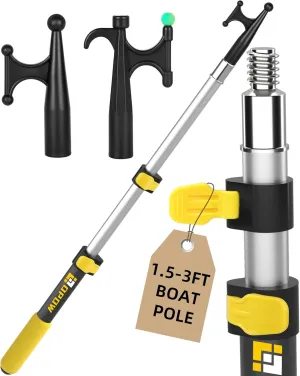 4.6-12/18, 1.5-3, 3.4-8 Feet Telescoping Boat Hook Pole 2 Pcs Replaceable Pole Hooks, Floating Sturdy Lightweight Telescopic Aluminum Extension Threaded End for Docking Push-Pull Boating Accessories
