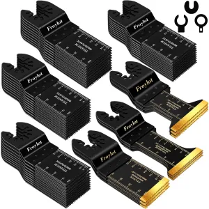49pcs Titanium Oscillating Tool Blades High-Carbon Steel Multitool Blades, Universal Vibrating Multi Tool Blades Kits for Metal Wood Cutting, Fit Dewalt Bosch Milwaukee Ryobi Rockwell Fein Makita