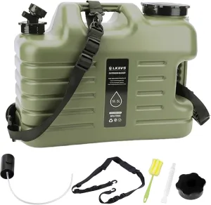 5 Gallon Water Jug with Spigot & Foldable Pump, BPA-Free Leak-Proof Camping Water Container, Type-C Rechargeable Dispenser, Portable Water Storage Tank for Hiking, Outdoors, Emergency Use
