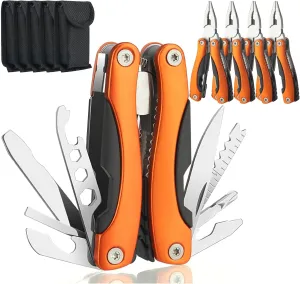 5 Pack Multitool, Needle Nose Pliers, Pocket Knife, Hiking Essentials, Men Gifts, Fishing Tools with Nylon Sheath for Outdoor, Fishing, Hunting, Hiking