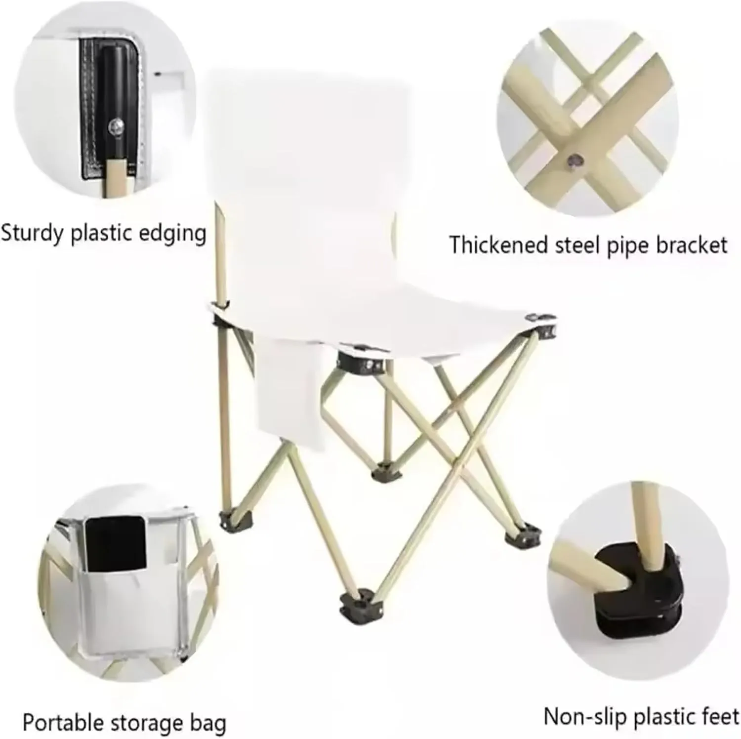 5 Pcs Portable Camping Chair and Folding Camping Table Set Outdoor Lawn Camp Table with Carry Bag for Travel Fishing,Black