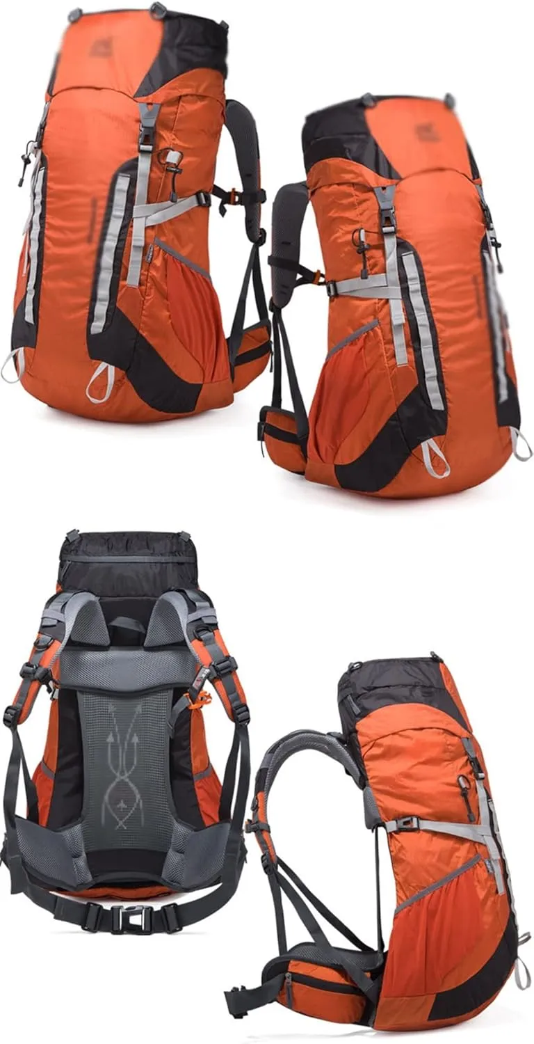 52L Outdoor Mountaineering Bag Mountaineering Backpack Mountaineering Sports Bag with Rain Cover