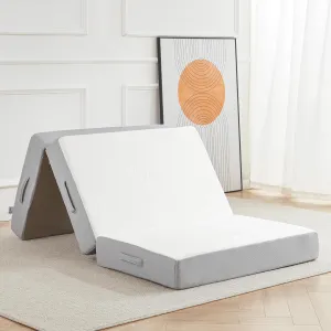 6 Inch Memory Foam Tri-fold Bamboo Fiber Foldable Mattress for Camping, Road Trip