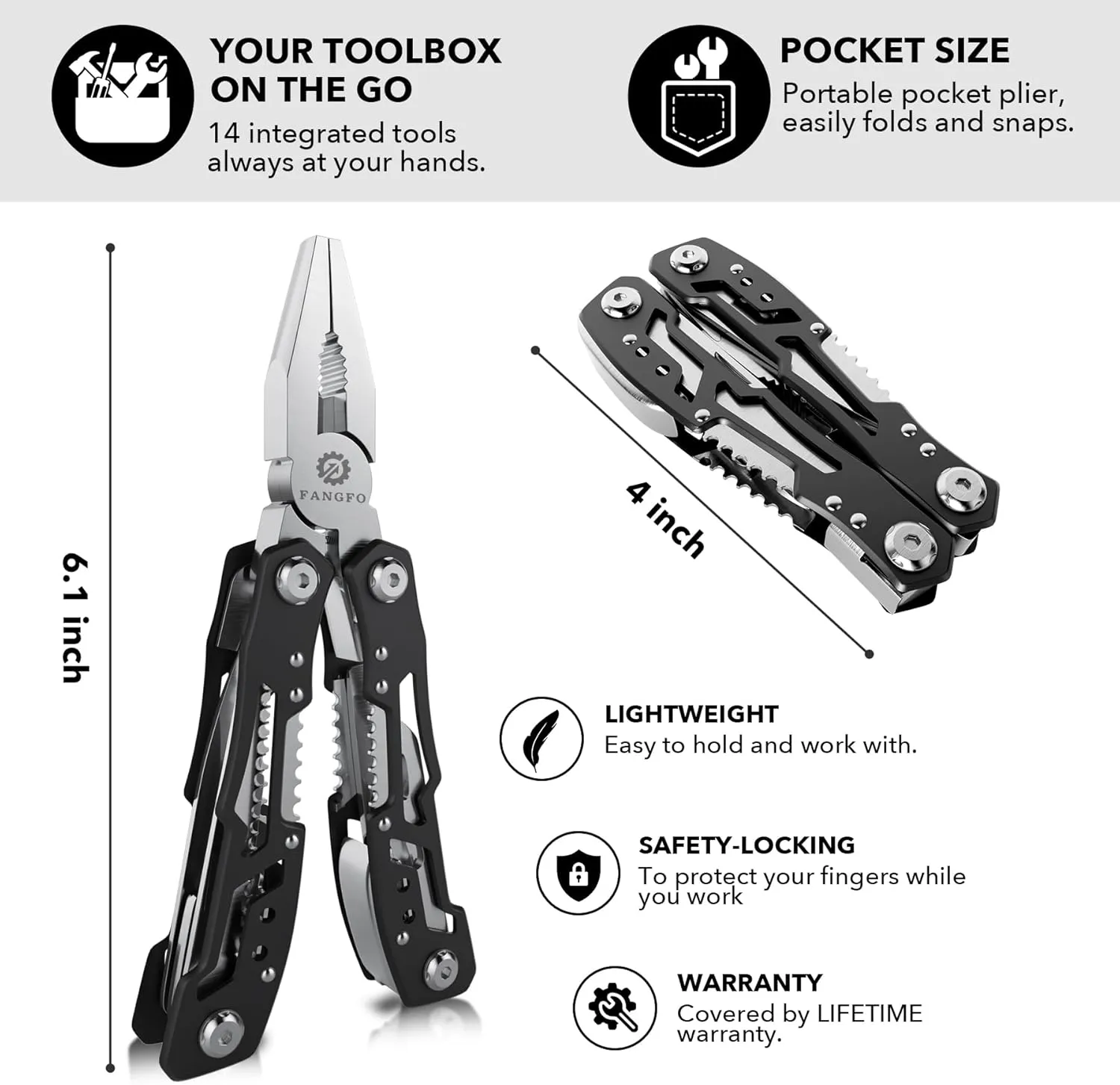 6 Pcs 14-In-1 Multitools - Professional Grade Multi-functional Stainless Steel Pocket Knife for Men, Multi tools- Stainless Steel for Everyday Use