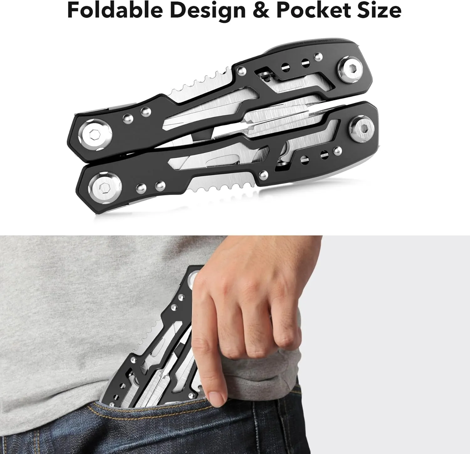 6 Pcs 14-In-1 Multitools - Professional Grade Multi-functional Stainless Steel Pocket Knife for Men, Multi tools- Stainless Steel for Everyday Use