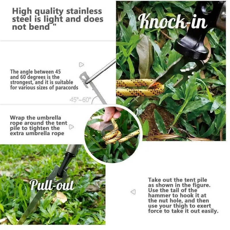 6 Pcs Stainless Steel Canopy Tent Pegs Set
