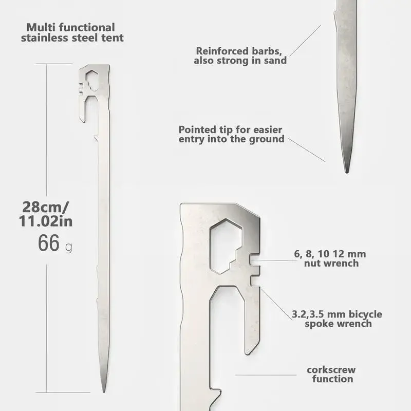6 Pcs Stainless Steel Canopy Tent Pegs Set