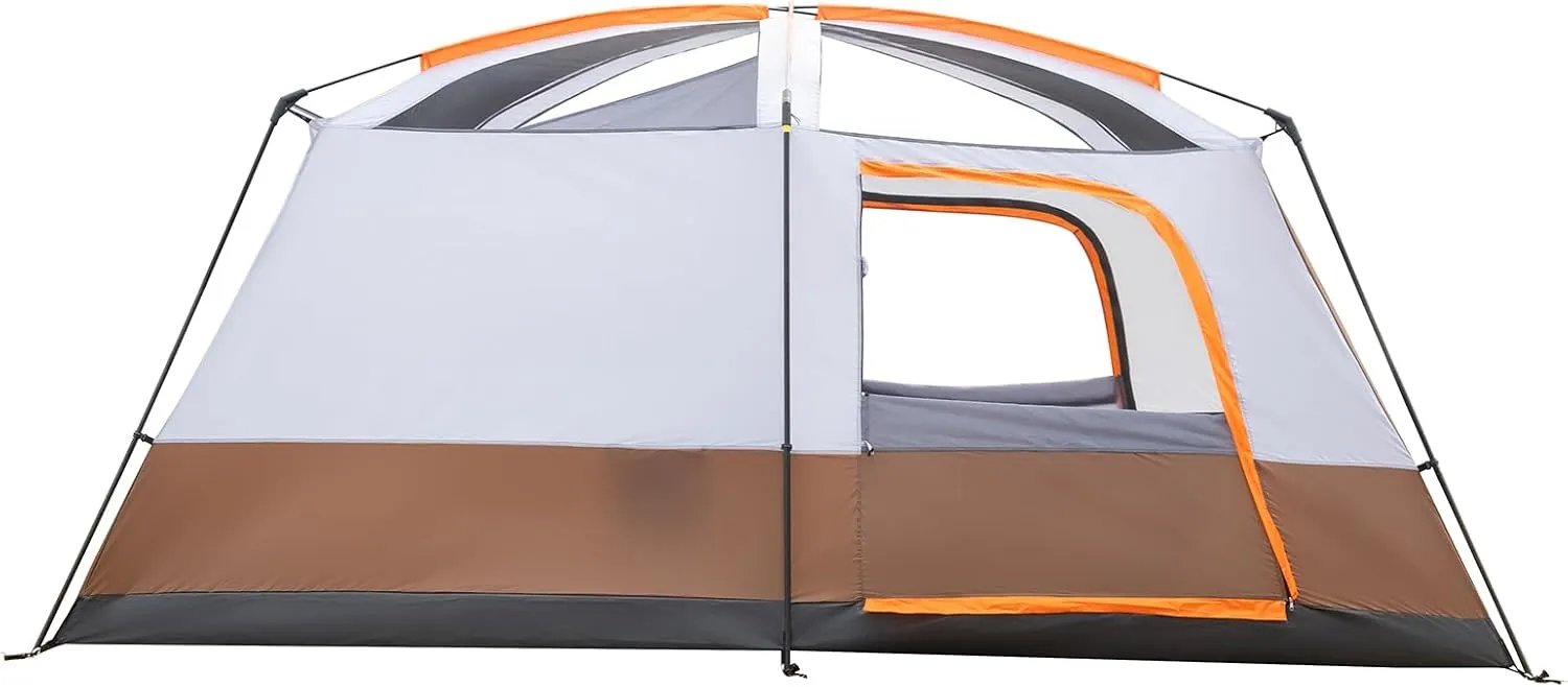 6 Person Camping Tent, Family Size Tent with Mesh, Rainfly, Large Camping Tent Easy Setup Wind and Water Resistant Family Tents for Camping, Picnic, Camp, Instant Cabin Tent Army Green and White