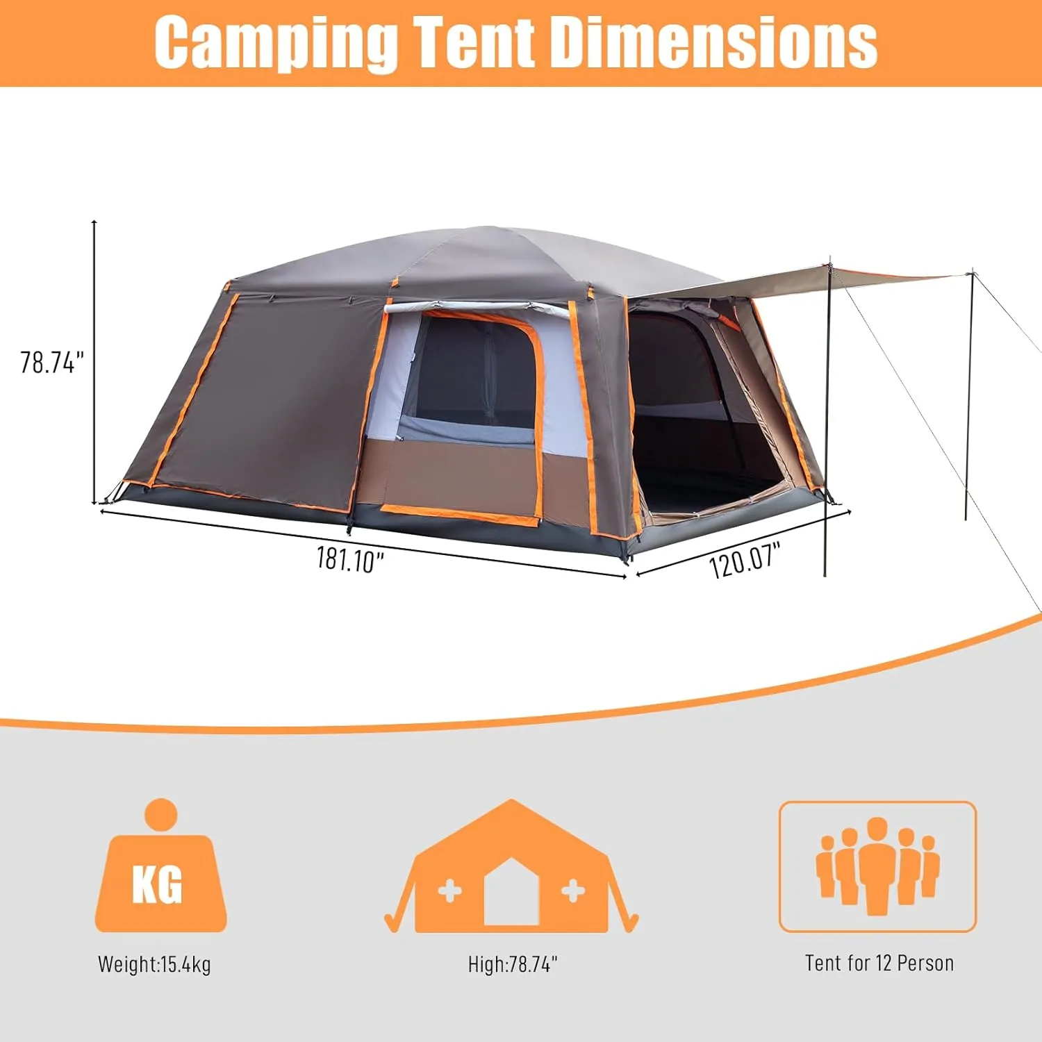 6 Person Camping Tent, Family Size Tent with Mesh, Rainfly, Large Camping Tent Easy Setup Wind and Water Resistant Family Tents for Camping, Picnic, Camp, Instant Cabin Tent Army Green and White