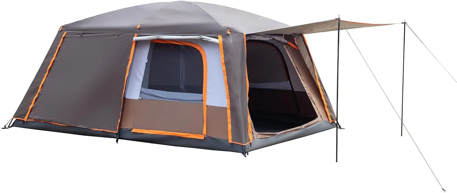 6 Person Camping Tent, Family Size Tent with Mesh, Rainfly, Large Camping Tent Easy Setup Wind and Water Resistant Family Tents for Camping, Picnic, Camp, Instant Cabin Tent Army Green and White