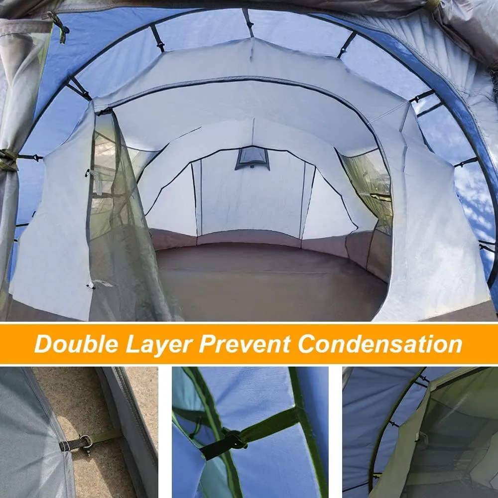 6 Person Easy Pop Up Tents for Camping - AYAMAYA Double Layer Waterproof Instant Tent with Vestibule & Porch, Large Size Family Tent Automatic Setup for 4-6 People Camping Hiking (Poles Included)