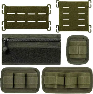 6 Piece Tactical Bag Insert Pack, Modular Elastic Loop Panel Organizers Pouch Insert Attachment with Hook Backed Fastener for Backpack Accessories