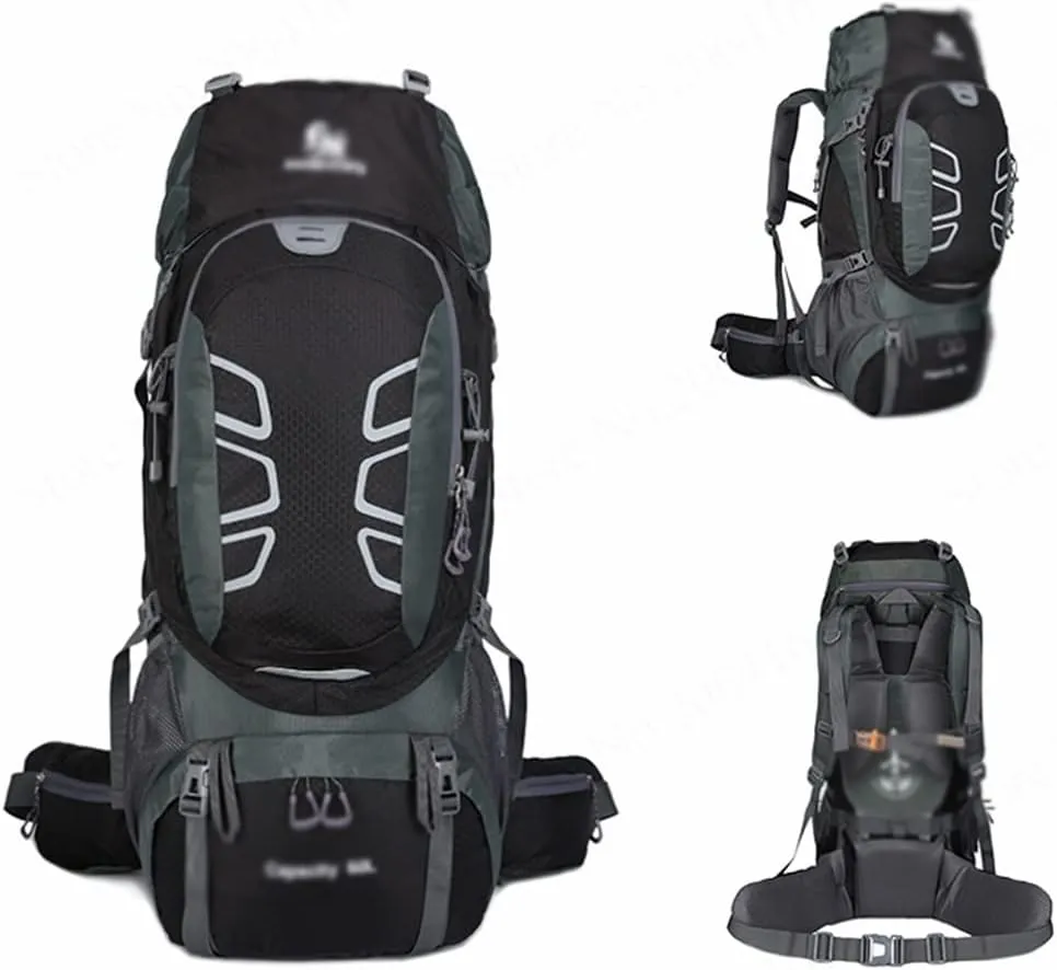 60L mountaineering hiking outdoor men's and women's bag camping mountaineering backpack travel bag(E)
