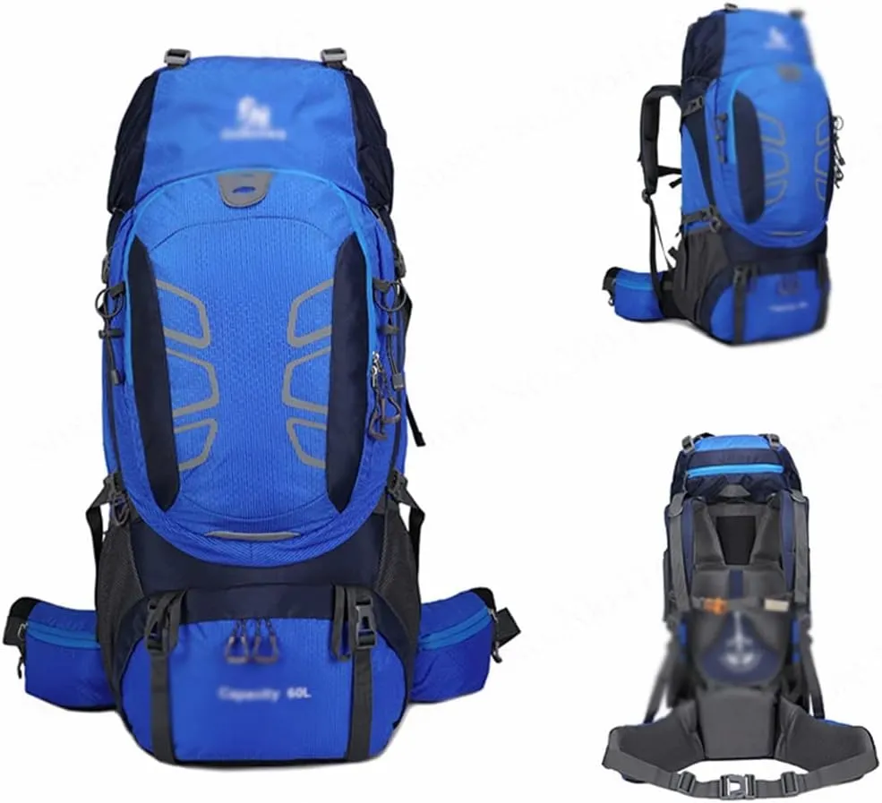 60L mountaineering hiking outdoor men's and women's bag camping mountaineering backpack travel bag(E)