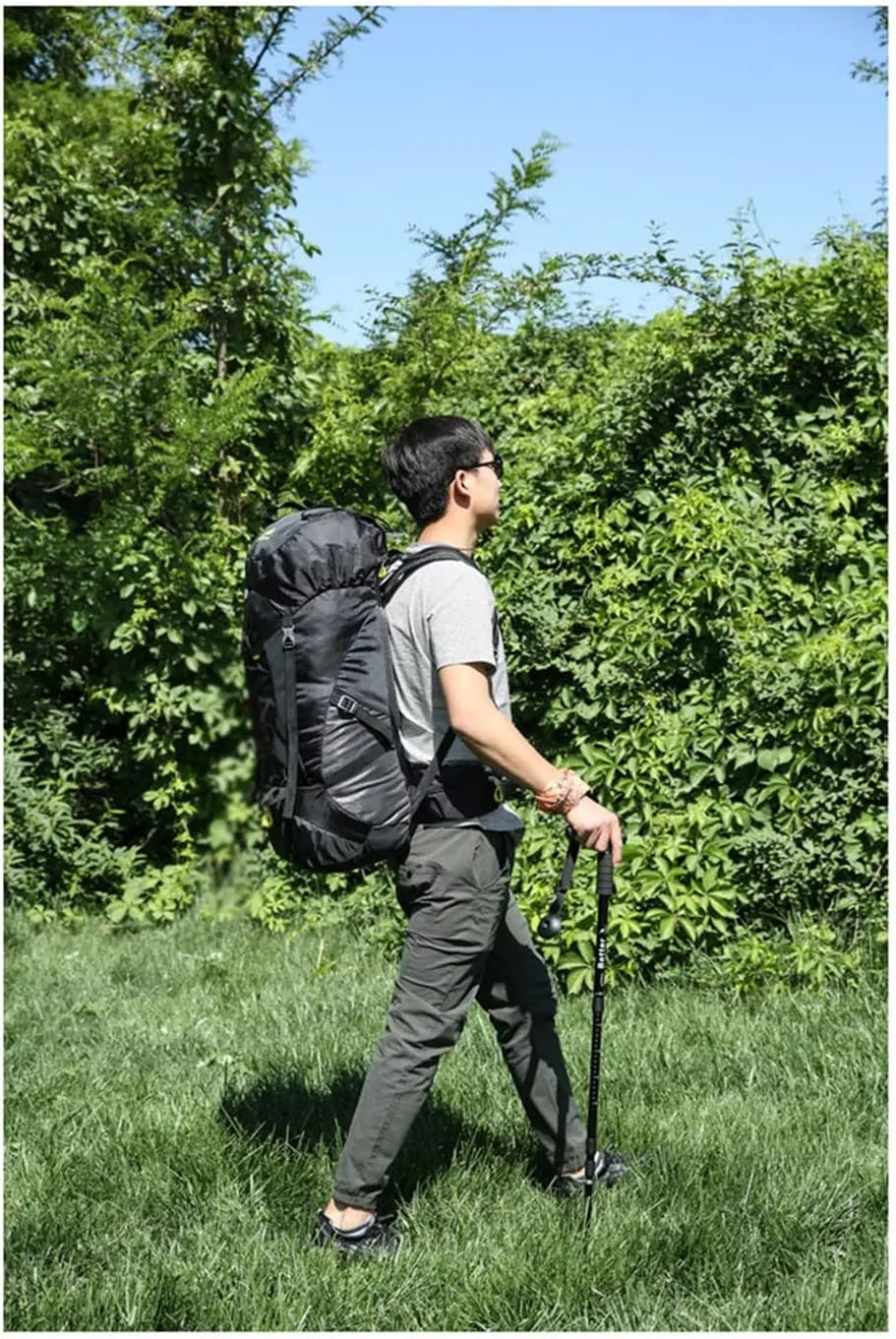 60L Outdoor Backpack Multi Pocket Camping Bag Hiking Backpack Large Capacity(Black)