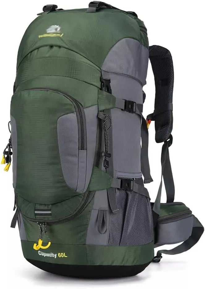 60L Outdoor Hiking Backpack Rucksack Travel Mountaineering Bag Hiking Camping Backpack(E)