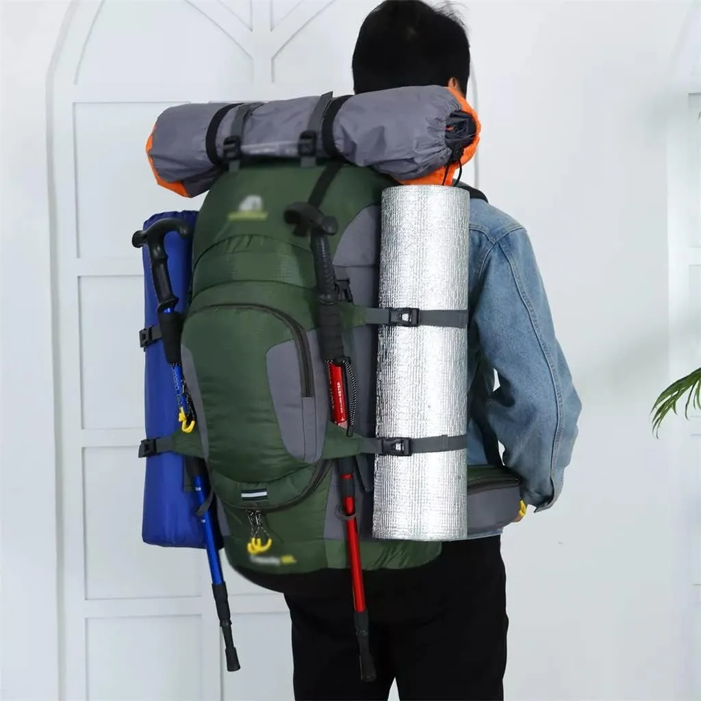 60L Outdoor Hiking Backpack Rucksack Travel Mountaineering Bag Hiking Camping Backpack(E)