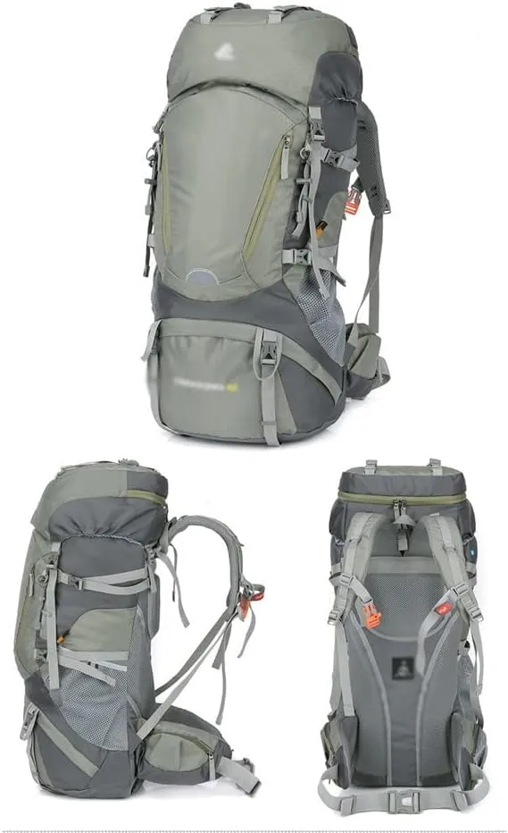 60L Outdoor Hiking Backpack Sports Rucksack Travel Mountaineering Backpack(E)