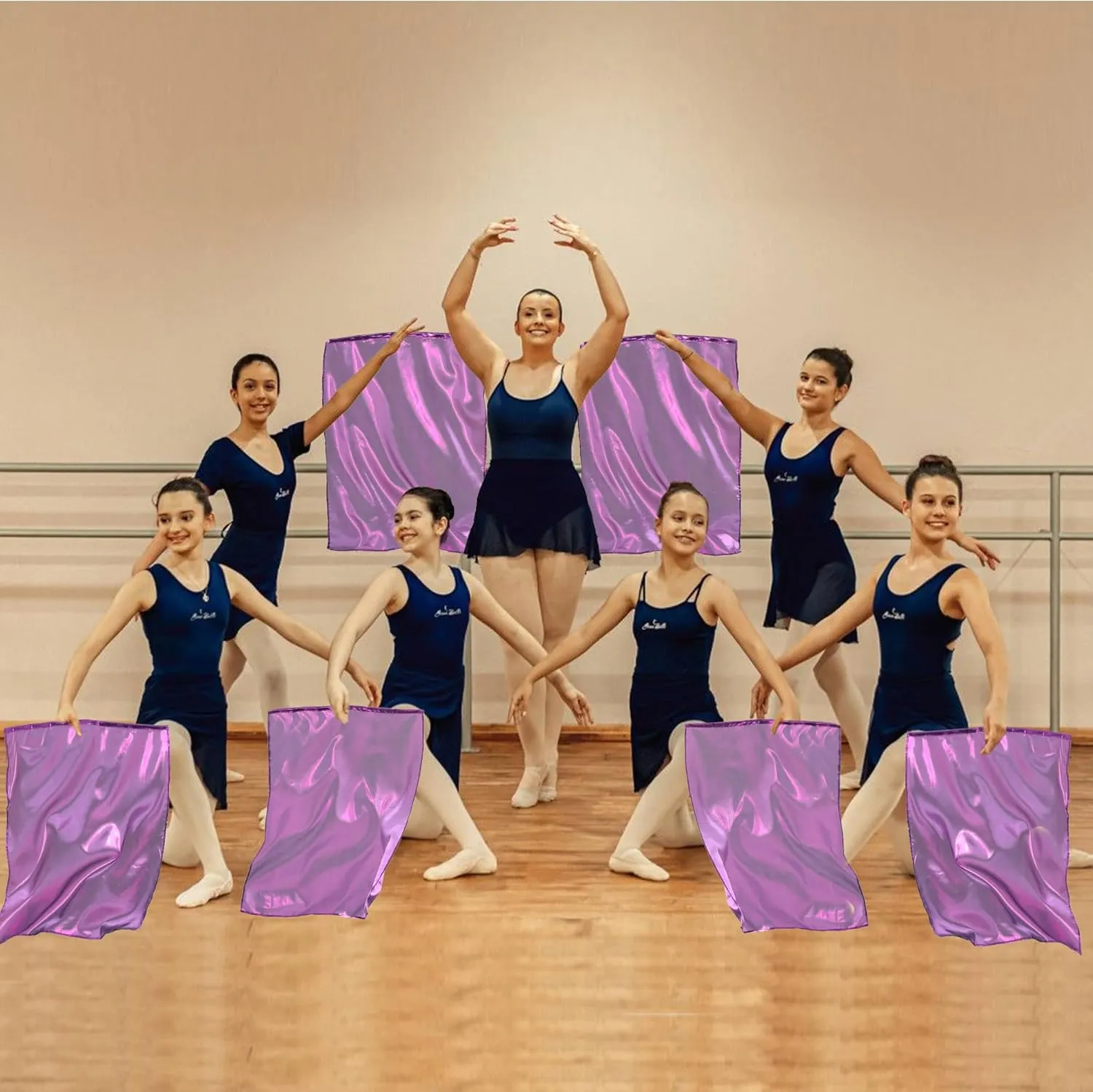 6pcs 26"x21" Worship Flags for Kids, Beginner Praise Dance Flags for Worship, Church Flag with Telescopic Rod, 6pack, Purple