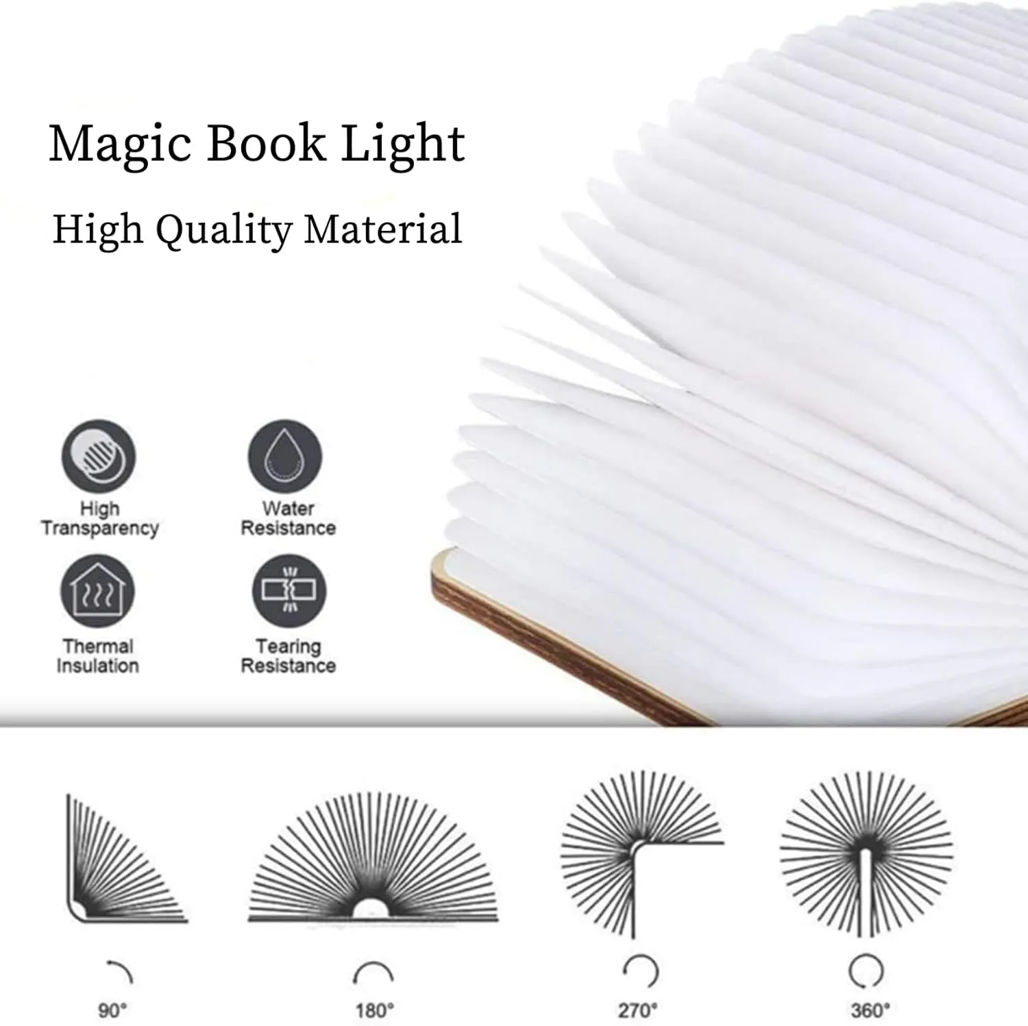 7 Colors Folding Book Lamp, Portable Book Lights, Novelty LED Paper Lantern with USB Rechargeable, Large Size Bedside Lighting(8.6x6.4x0.9in)