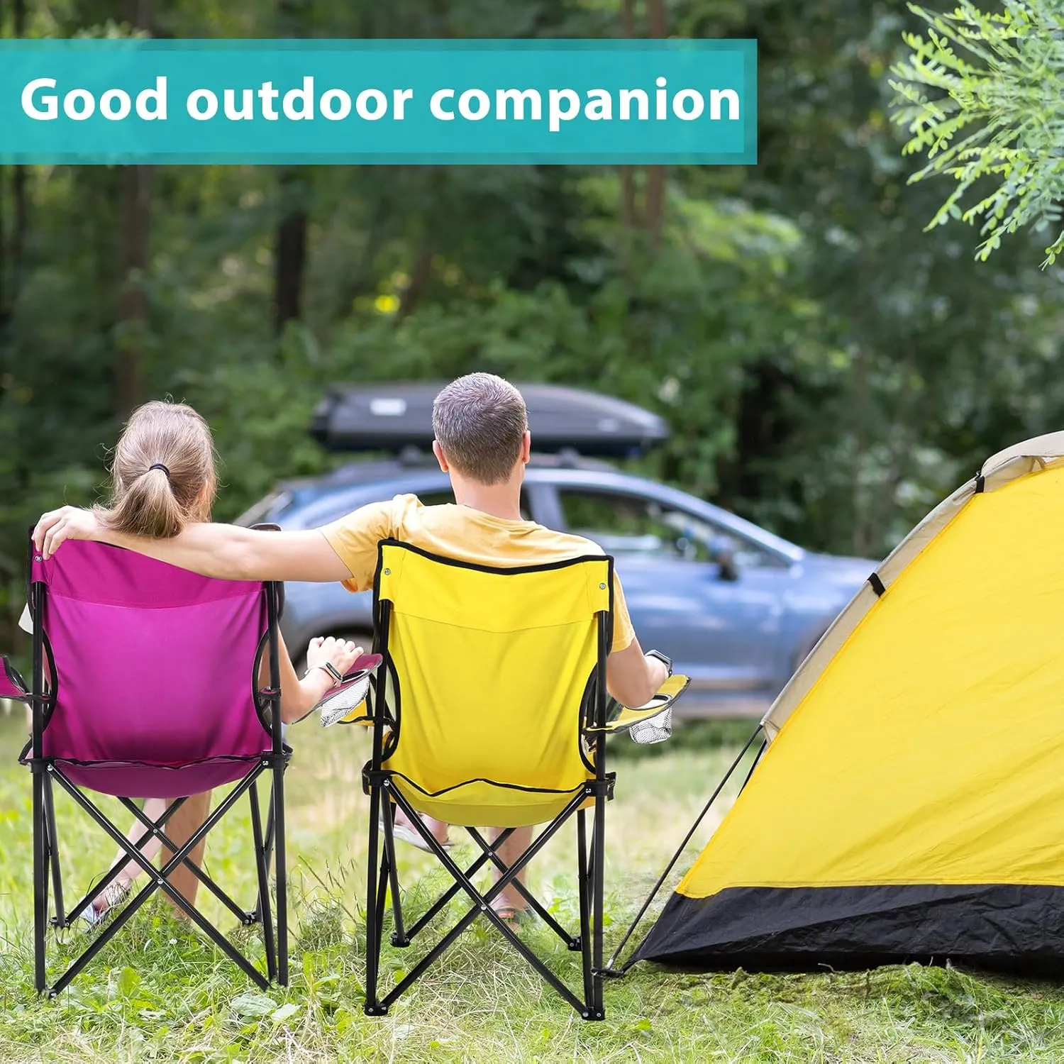 8 Pcs Folding Camping Chairs with Cupholder and Carry Bag Regular Size Portable Lightweight Lawn Chair with Mesh Side Pocket for Fishing Hiking Picnic Party Beach Outdoor Activity (Stylish)