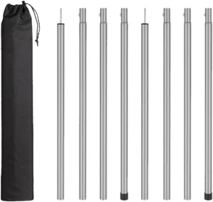 8 Pieces Tent Poles for Tarp Awning Poles Easy to Install Accessories Portable Iron Lightweight for Hiking Rain Shelter