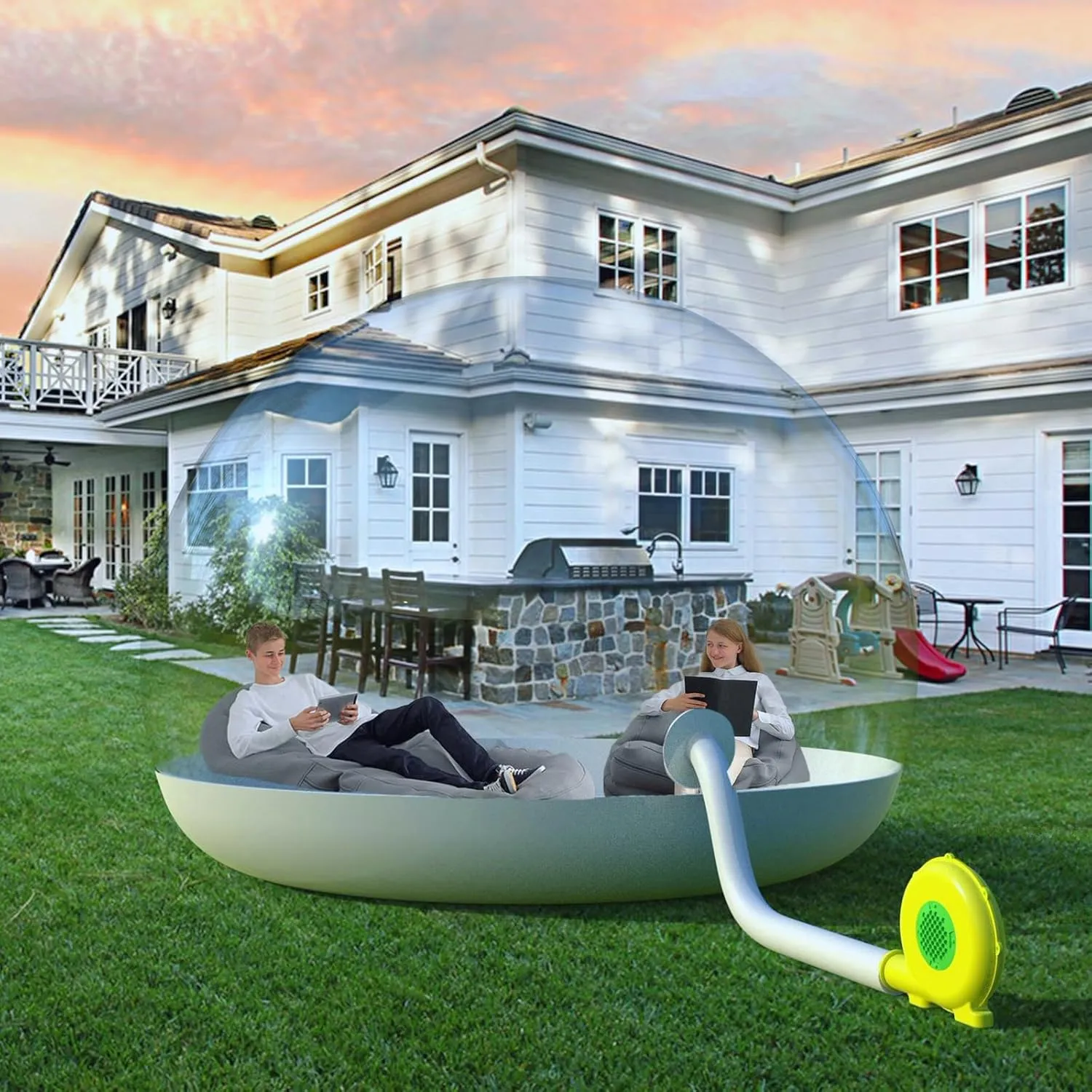 8Ft/13Ft Inflatable Bubble Camping Tent, Bubble House Outdoor Screen House, With Air Blower, For Diy Outdoor Family Backyard Camping Stargazing,220v-13ft