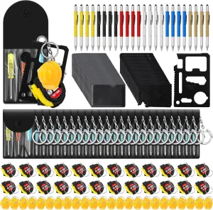 96 Pcs Mini Tape Measure Screwdriver Multitool Pen Credit Card Helmet Keychains Bulk Father Gift for Men Party Favor (Multi)