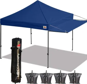 ABCCANOPY 10x10 Tent Pop-up Canopy Tent Instant Canopies Commercial Outdoor Canopy with Awning & Wheeled Carry Bag Bonus 4X Weight Bag, (Navy Blue)