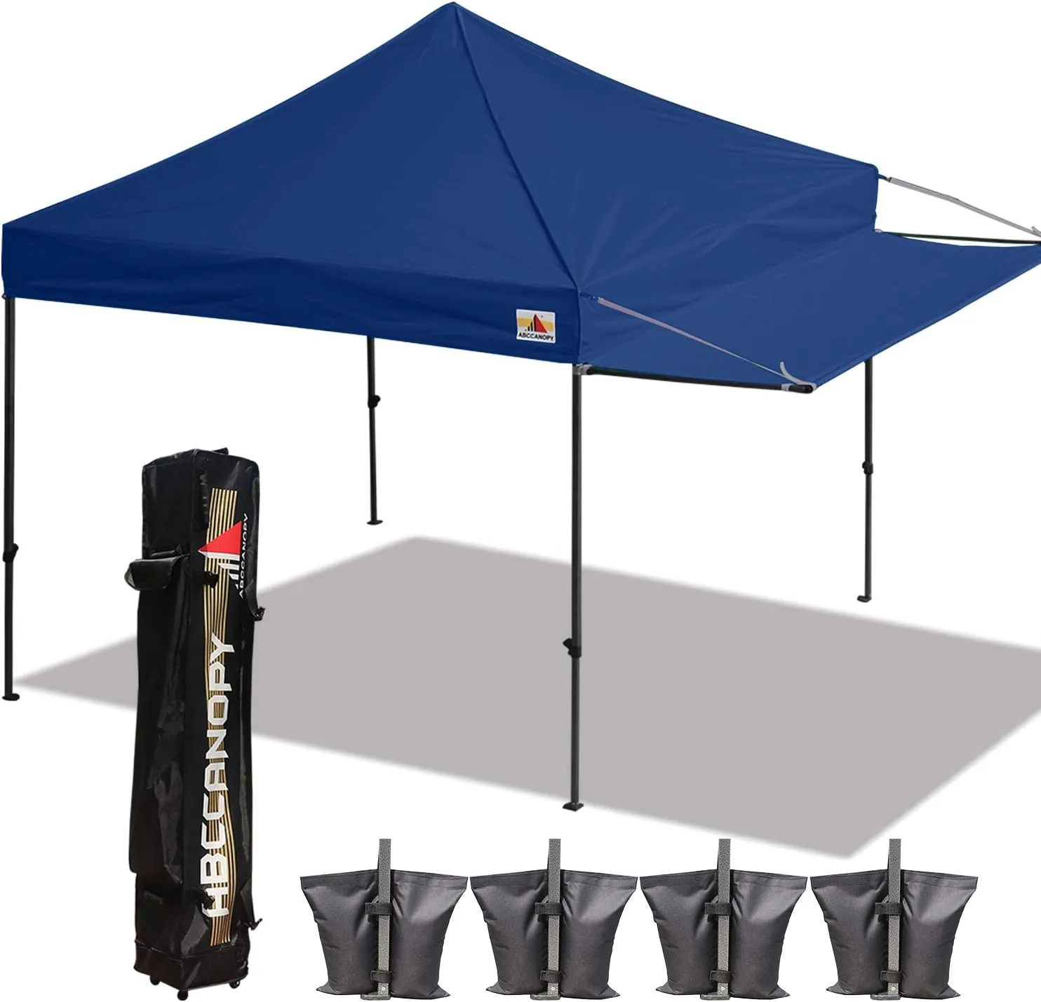 ABCCANOPY 10x10 Tent Pop-up Canopy Tent Instant Canopies Commercial Outdoor Canopy with Awning & Wheeled Carry Bag Bonus 4X Weight Bag, (Navy Blue)