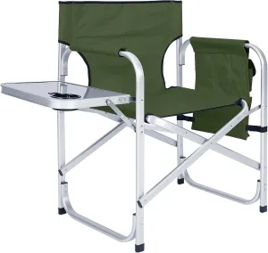 ABCCANOPY Foldable Directors Chair Outdoor Camping Chair Makeup Artist Chair with Side Table & Pockets, Olive Green