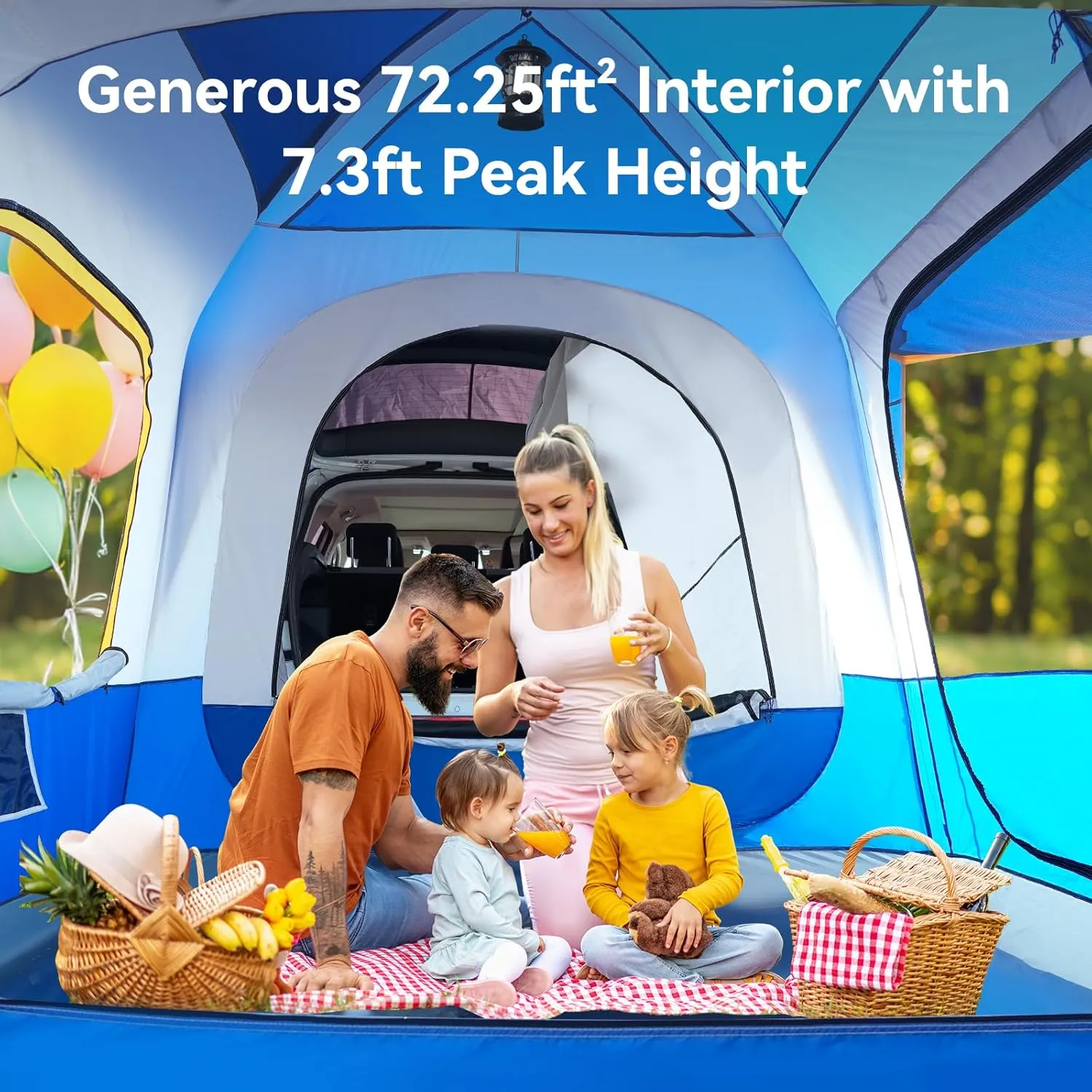 ABORON 4/6/8 Person SUV Tent, Easy Setup & Spacious SUV Tailgate Tent with Large Mesh Windoors, Rainfly & Awning, Perfect for Family & Group Outdoor Adventures