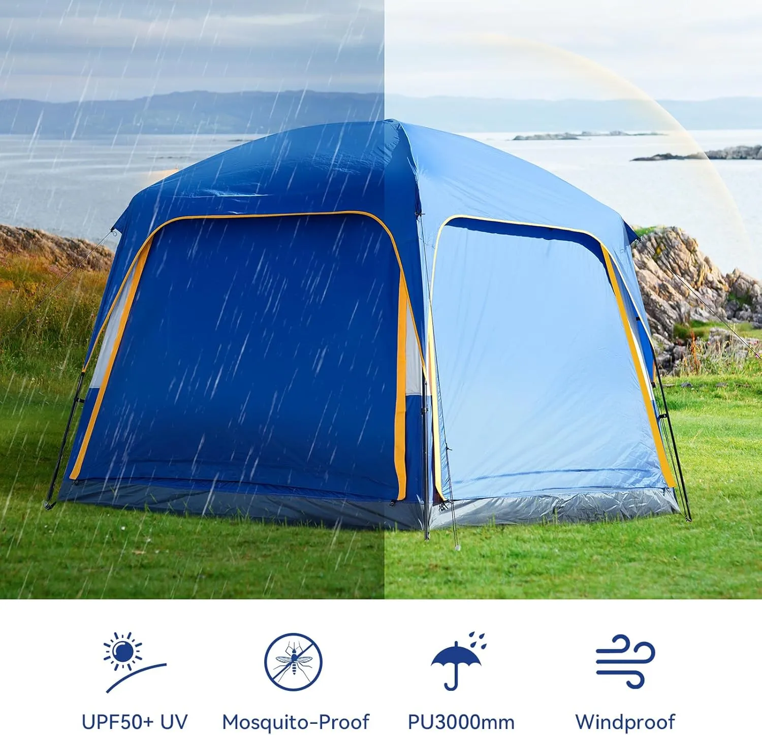 ABORON 4/6/8 Person SUV Tent, Easy Setup & Spacious SUV Tailgate Tent with Large Mesh Windoors, Rainfly & Awning, Perfect for Family & Group Outdoor Adventures