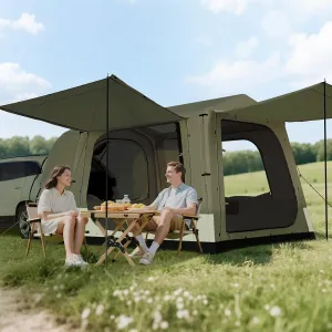 ABORON 4/6/8 Person SUV Tent, Easy Setup & Spacious SUV Tailgate Tent with Large Mesh Windoors, Rainfly & Awning, Perfect for Family & Group Outdoor Adventures